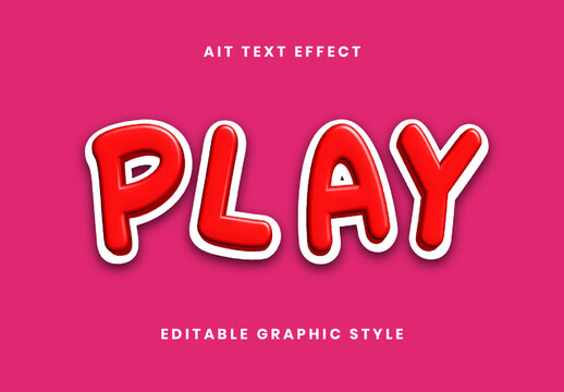 Red And White Rubber Toy Text Effect Glossy Playful Cartoon Font