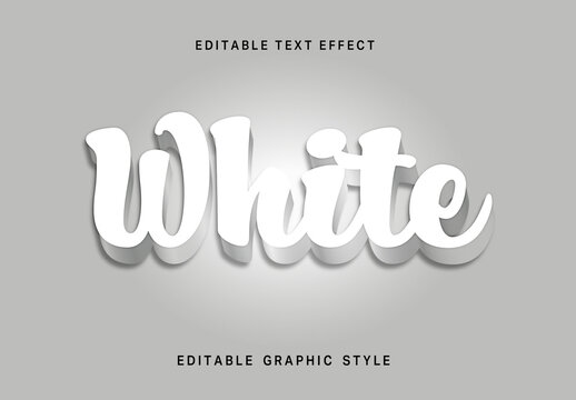 White 3D Shadow Text Effect Script Elegant Font