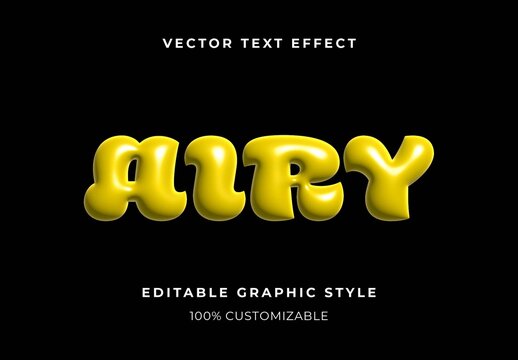Yellow Air Filled Plastic Text Effect Inflated Bubble Font