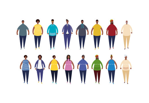 Colorful People Characters Diversity Multicultural Illustrations Set