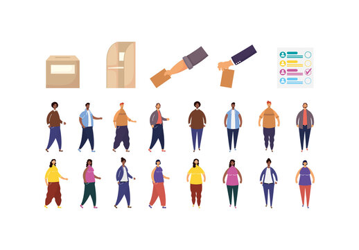 Colorful Election Voting Rights Electoral Civic Participation Illustrations Set