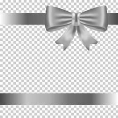 silver bow and ribbon for chritmas and birthday decorations