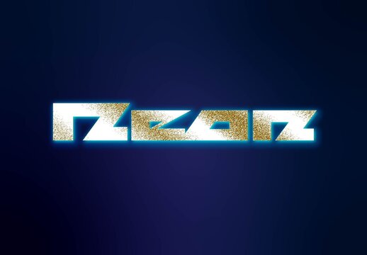 Gold Cyberpunk Text Effect Futuristic Glitter Modern Font