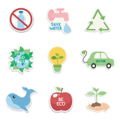 Eco stickers: recycling, renewable energy and sustainable development.