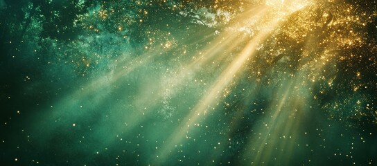 Ethereal radiance in emerald cosmos with radiant cosmic light explosion