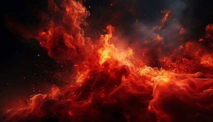 Fototapeta premium cinematic fire red particles texture explosion flames smoke