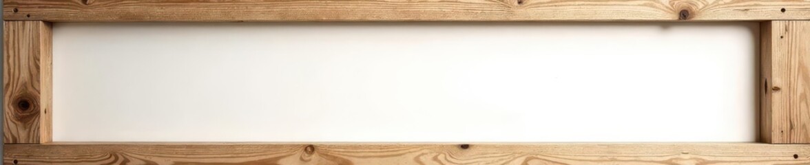 Empty rustic brown wooden frame, white background, template, background, shape