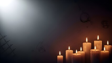 Multiple candles glowing softly in a dark environment, symbolizing warmth, hope, and reflection.