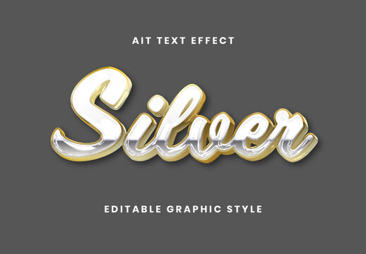 Silver and Gold Text Effect Chrome Glossy Script Font