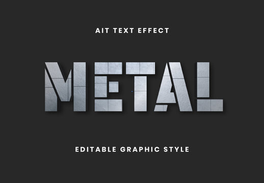 Silver And Gray 3D Steel Sign Text Effect Fragmented Industrial Strong Font