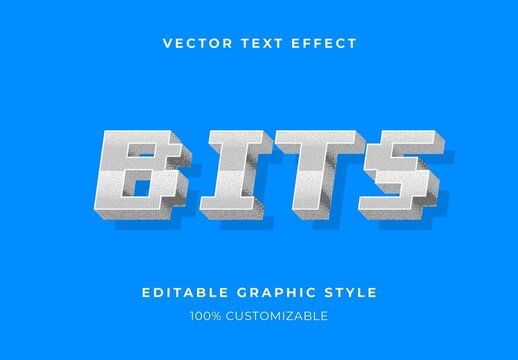 White And Gray Pixel Art Text Effect Chrome Pixelated Font