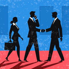 Business professionals networking and communicating in modern office setting