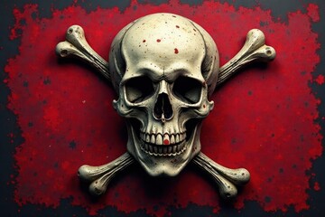 Grunge skull & crossbones, weathered coat of arms , illustration, death