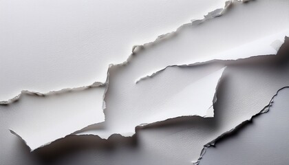 Dynamic Close Up Of A Pristine White Paper Sheet Featuring A Meticulously Torn Rough Edge With Visible Fibers Offering A Versatile Design Element For Backgrounds Or Creative Overlays