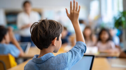 Faceless children hands using smartboard classroom interactive learning modern technology educational innovation activity digital instruction display student engagement