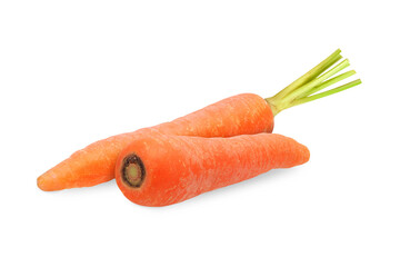 Fresh Orange Carrots with Stem for Nutrition and Farm Produce Concept on Transparent Background Png