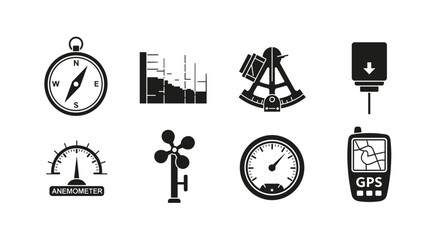 Collection of various scientific and measurement instruments icons