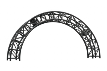 Dark grey metal arch truss structure isolated on transparent background isolated on transparent background