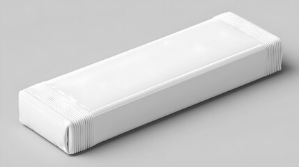 Stack of white plastic plates on gray background