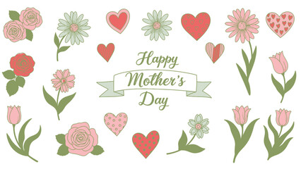 Hand Drawn Watercolor Mother Day Card With Flowers And Hearts handdrawn