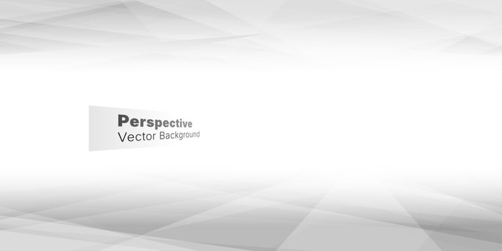Abstract white geometric vector background with vanishing perspective and large copy space. Minimalist low poly triangular shapes creating a futuristic light grey tunnel for business presentation.