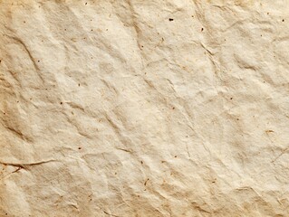 Textured Aged Beige Paper Background with Visible Wrinkles and Specks, Vintage Crumpled Parchment for Design and Craft