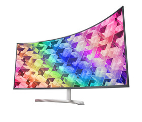 Ultrawide LED monitor on transparent background. 3D illustration