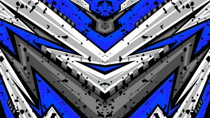 Blue abstract zigzag background with sharp layered geometry.