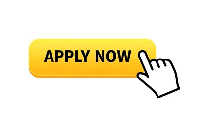 Yellow Button with Apply Now Text and Cursor Hand Icon on White Background image photo