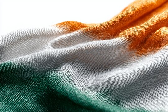 Indian national flag made of khadi silk waving in the wind during a public celebration in an outdoor setting