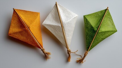 Traditional Indian kites Patang in bright colors for kite flying during festivities