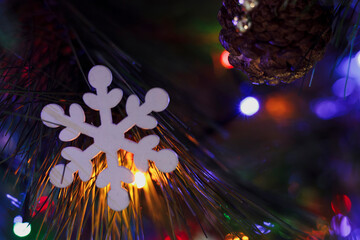 christmas decoration with lights and ornaments
