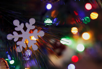 christmas decoration with lights and ornaments