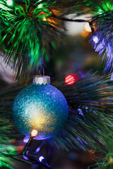 christmas decoration with lights and ornaments
