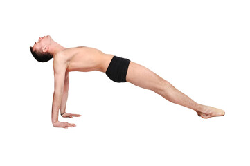 A muscular man doing a yoga asana