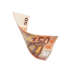 Flying 50 euro cash bills