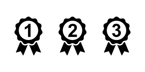 First, second and third place award ribbon icon set