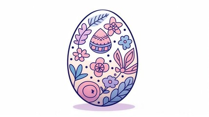 Colorful decorative egg with floral patterns, featuring soft pastels and whimsical designs.