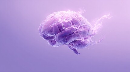 Explore Surreal Brain Waves Pulsing in Lavender Hues With Floating Neural Sparks for Medical Promotions and Brain Health Packaging