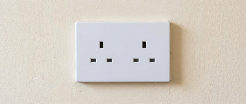 Standard Dual UK Electrical Power Outlet on White Wall