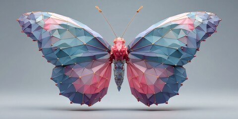 Geometric butterfly creating low poly abstract art