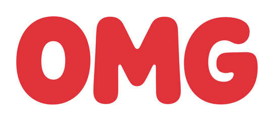 Red bold text displays the abbreviation OMG for surprise or shock against a white background.