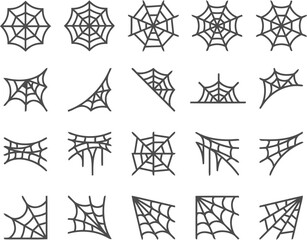 Halloween Spooky Cobweb and Spiderweb Vector Icons Set