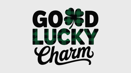 A festive good lucky charm design featuring a plaid shamrock for st. patrick's day celebration Vector