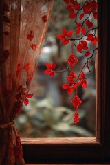 Traditional Lunar New Year decor captured in warm natural light. The scene feels calm, authentic, and intimate.