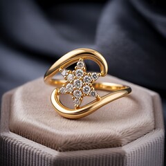 Elegant Gold Star Ring with Diamonds