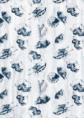 Underwater background of seashells collection and corals. For interior design, prints, fabric or background.