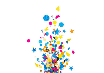 Obraz premium Vibrant colorful confetti and stars exploding in air