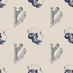 Vector underwater seamless pattern of seashells and corals Isolated on beige background. For interior design, prints, fabric or background.