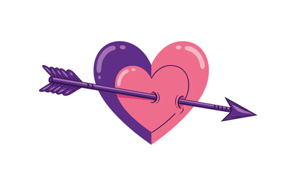 Colorful heart with arrow symbolizing love and romance
